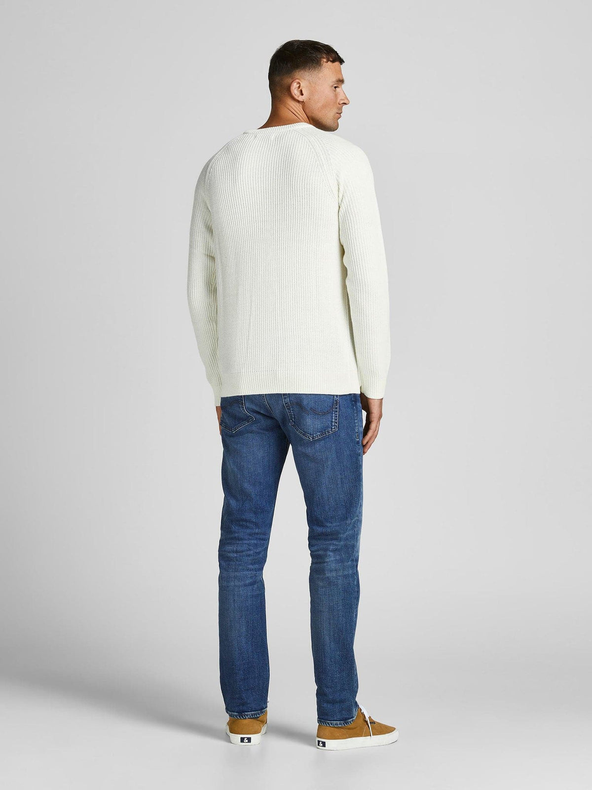 Ανδρική μπλούζα πλεκτή JJPANNEL KNIT CREW NECK PRE 12220815 | 12220815