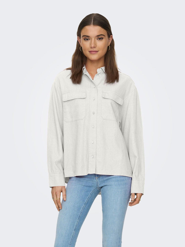 Γυναικείο πουκάμισο λινό  ONLCARO L/S OVS LINEN BL SHIRT CC PNT 15278795 | 15278795