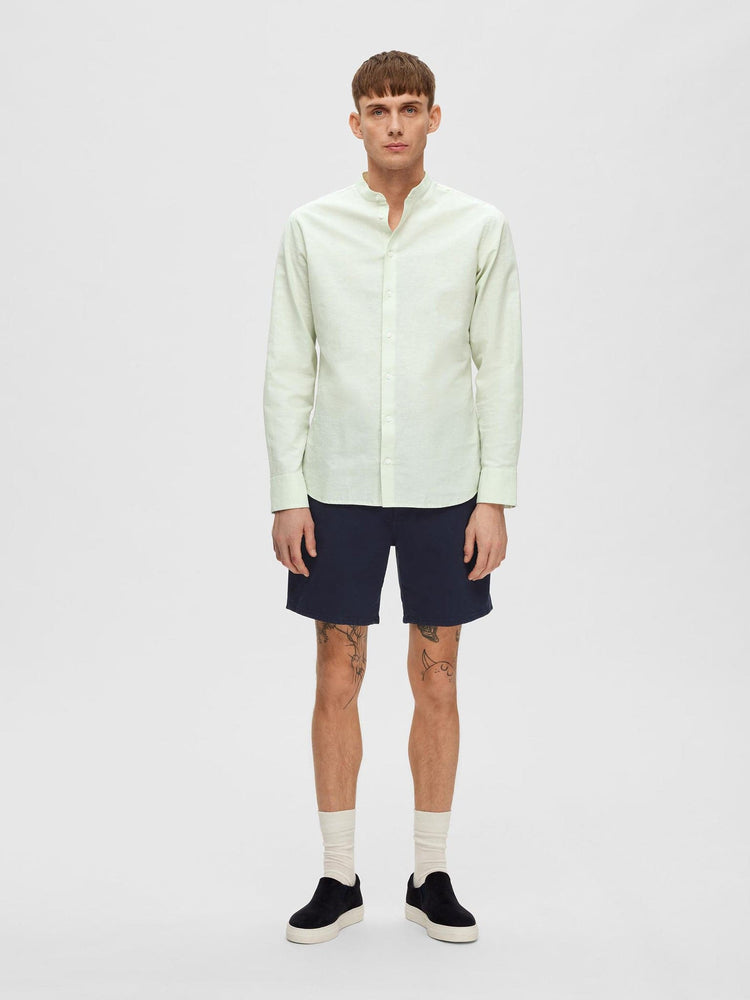 Ανδρικό πουκάμισο λινό SLHSLIMNEW-LINEN SHIRT LS BAND 16079058 | 16079058
