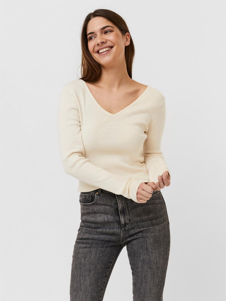 Γυναικεία μπλούζα πλεκτή VMGOLD RIB LS V-NECK BLOUSE 10257154 | 10257154